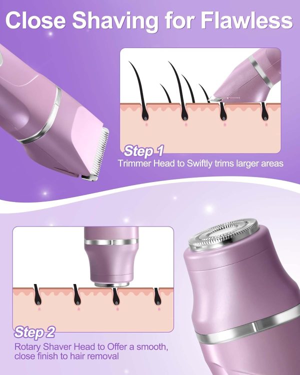 Bikini Trimmer Women,2 in 1 Painless Electric Razor and Faci... - Image 7