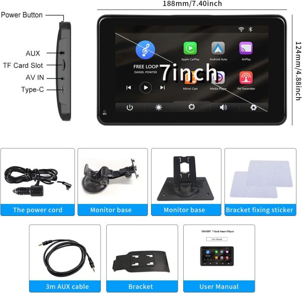 Portable Wireless Apple Carplay Android Auto Car Stereo Radi... - Image 6