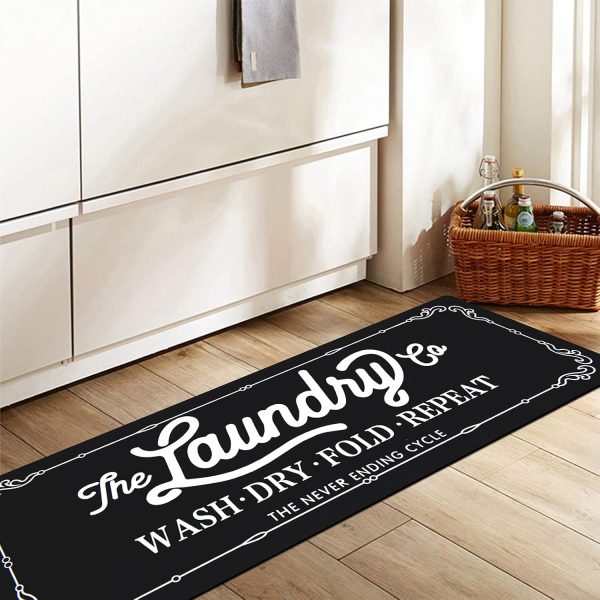 Pauwer Laundry Room Rug Runner 20"x59" Waterproof Rubber Lau... - Image 7