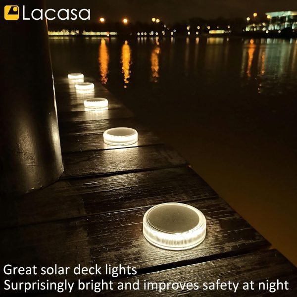 Lacasa Solar Deck Lights, 4 Pack 30LM Outdoor Solar Powered ... - Image 7