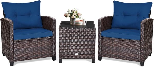 KOTEK 3 Piece Patio Furniture Set, Outdoor Conversation Set ...