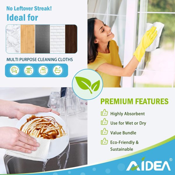 AIDEA Microfiber Cleaning Cloths White-50PK, Absorbent Clean... - Image 7