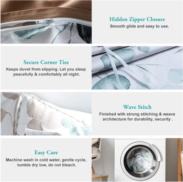 MILDLY 100% Egyptian Cotton Duvet Cover Sets, Gradient Teal ... - Image 5