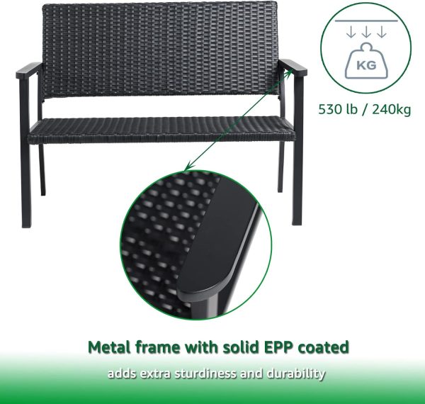 C-Hopetree Outdoor Loveseat Bench Chair for Outside Patio Po... - Image 5