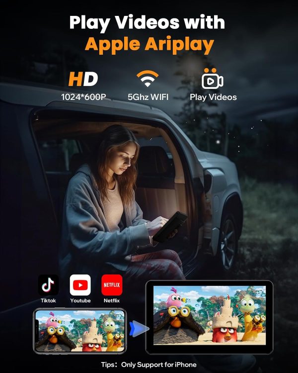 LAMTTO Portable Wireless Carplay & Android Auto,7" HD IPS Dr... - Image 4