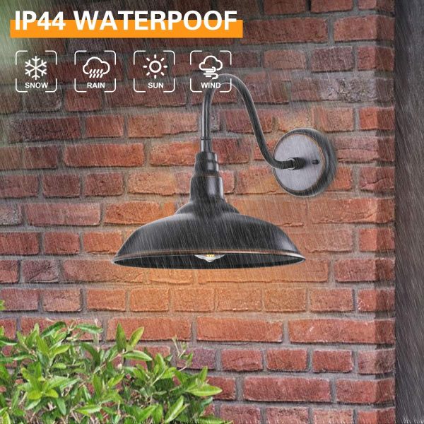 GOALPLUS 14in. Outdoor Gooseneck Barn Light for Garage, 2 Pa... - Image 5
