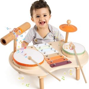 Drum Set for Toddlers 3+ Year Old Boys Girls Baby Wooden Mus...