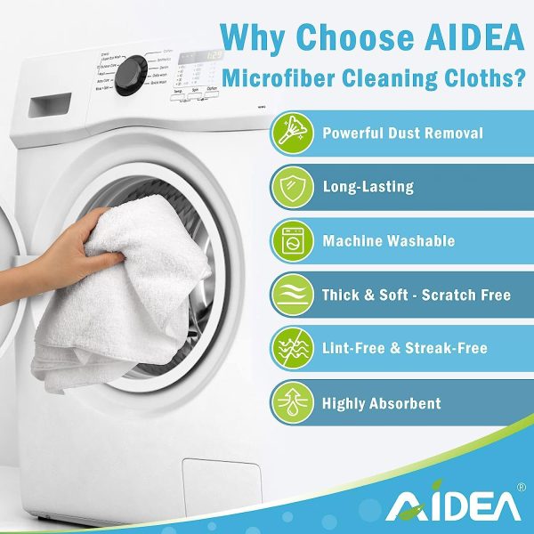AIDEA Microfiber Cleaning Cloths White-50PK, Absorbent Clean... - Image 3