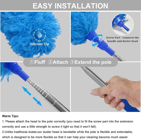 DELUX Microfiber Feather Duster Extendable Duster with 100 i... - Image 2