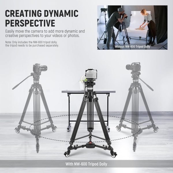 NEEWER Photography Tripod Dolly, Heavy Duty 50lbs Capacity T... - Image 2