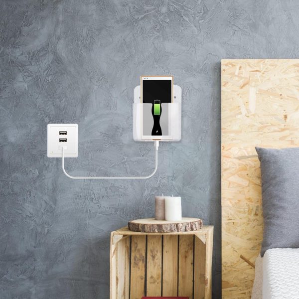 2pcs Wall Mount Phone Holders, Premium Plastic Clear Cell Ph... - Image 5