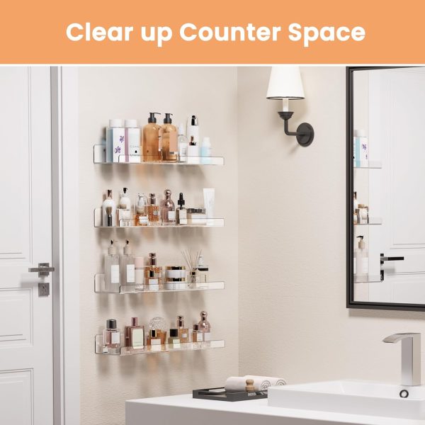 upsimples Clear Acrylic Shelves for Storage, 15" Floating Sh... - Image 3