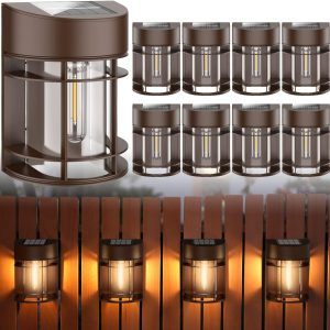 Solar Fence Lights, 8 Pack Deck Light Waterproof Solar Outdo...