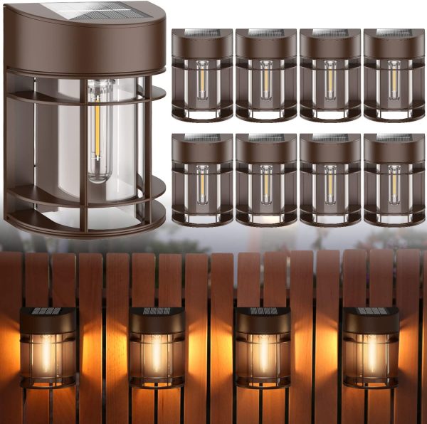 Solar Fence Lights, 8 Pack Deck Light Waterproof Solar Outdo...