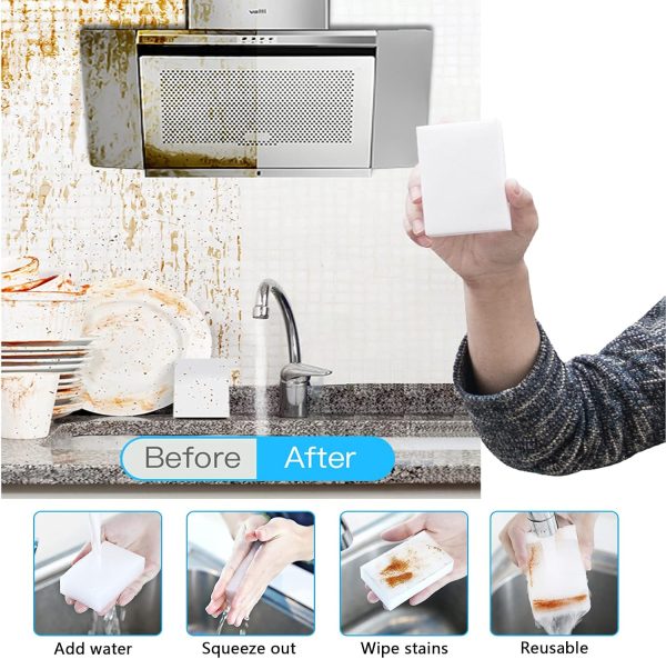 100 Pack Magic Sponges Eraser for Cleaning, Reusable Melamin... - Image 6