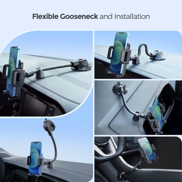 Car Phone Holder Mount, Long Arm Dashboard Windshield Phone ... - Image 5
