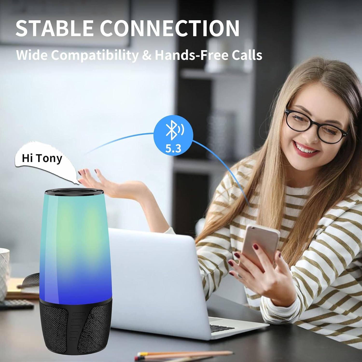 Bluetooth Speaker, 9 Color LED Lighting Wireless Speaker, IP…
