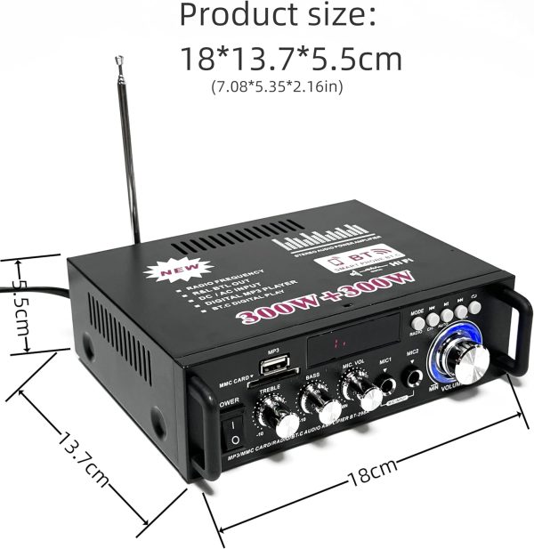 600W Amplifier, HiFi Audio Stereo BT Portable Radio for Car ... - Image 6