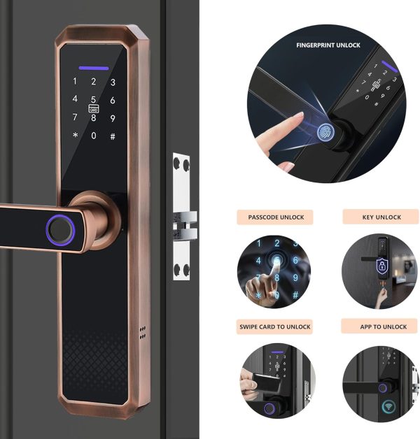 Smart Lock,Keyless Entry Door Lock with Two-Way Handle, Fing... - Image 2