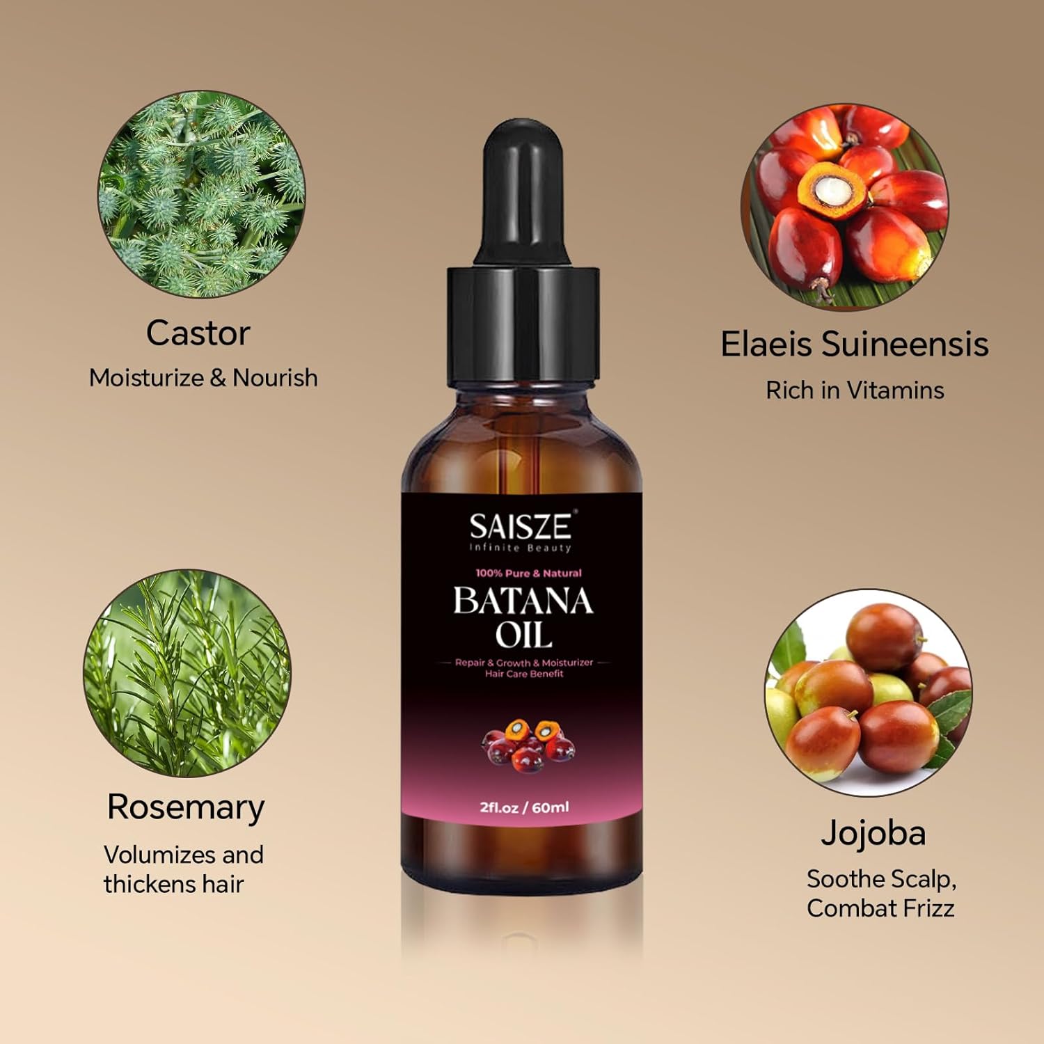 SAISZE Batana Oil for Hair, Organic Raw Batana Oil from Hond…