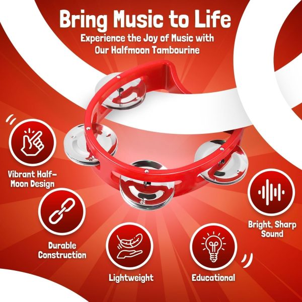 Flexzion Half Circle Tambourine for Kids and Adults Hand Hel... - Image 4