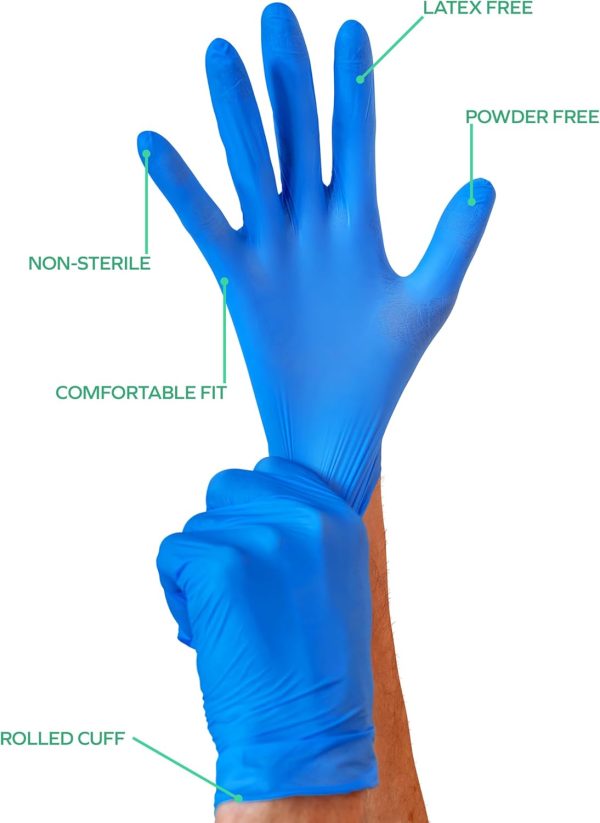 Rhino Blue Nitrile Disposable Gloves (1000 Count), Latex-Fre... - Image 3