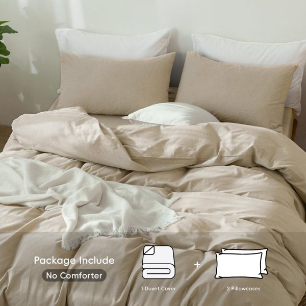 MooMee Bedding Duvet Cover Set 100% Washed Cotton Linen Like... - Image 2