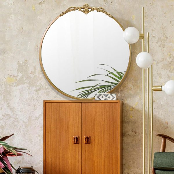LOVNAHO Gold Mirror, Round Antique Mirror Large Circle Vinta... - Image 6