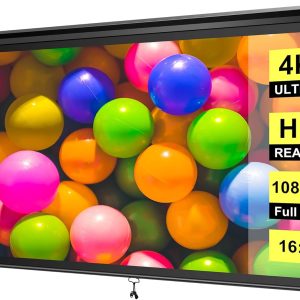 VIVOHOME 100 Inch Manual Pull Down Projector Screen, 16:9 HD...