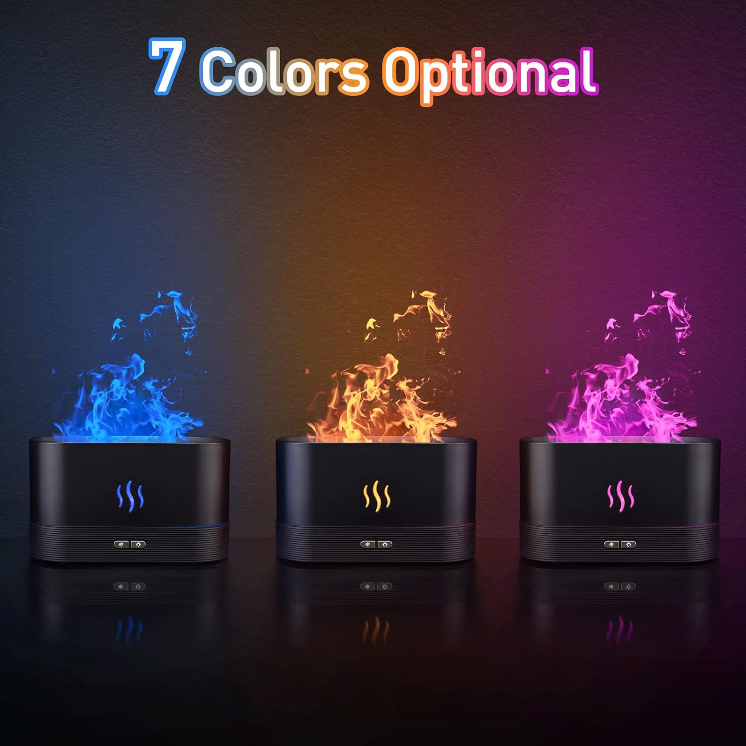 Flame Air Aroma Diffuser Humidifier, 7 Flame Color Noiseless…