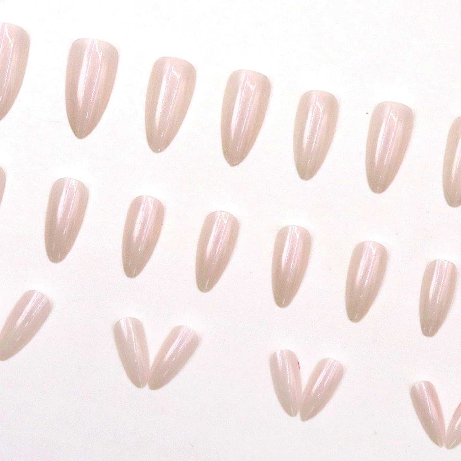 24 PCS Press on Nails Medium Almond Fake Nails Glossy Glue o…