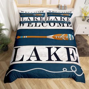 Rustic Farmhouse Duvet Cover,Kids Lake House Bedding Set,Ret...