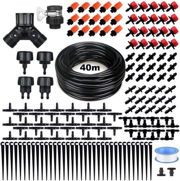 132FT Greenhouse Micro Drip Irrigation Kit, 164PCS Garden Au...