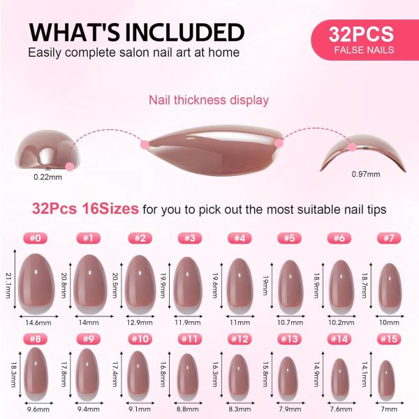 Findigit Press On Nails - Short Almond Cameo Brown False Sti... - Image 5