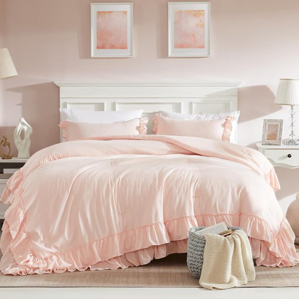 Cupocupa Blush Pink Comforter Set Queen, 3Pcs Comforters Que... - Image 2