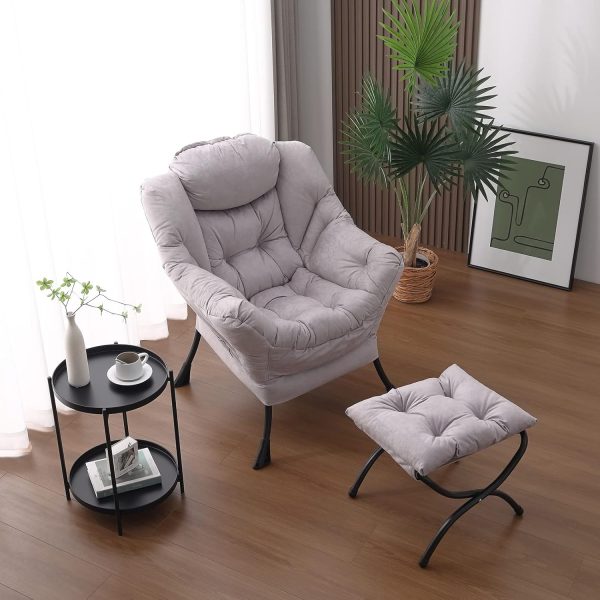 Welnow Lazy Chair with Ottoman, Modern Lounge Accent Chair w... - Image 4