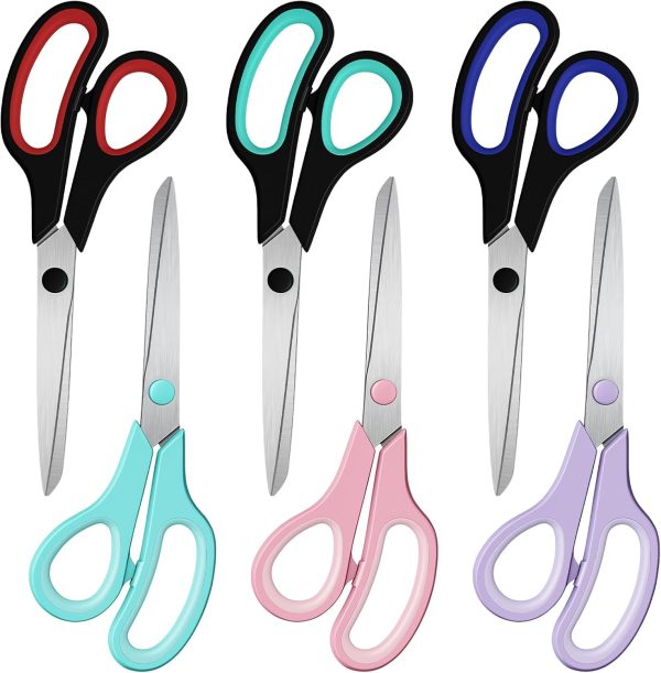 Scissors 6-Pack, 8'' Stainless Steel Scissor with Sharp Blad...
