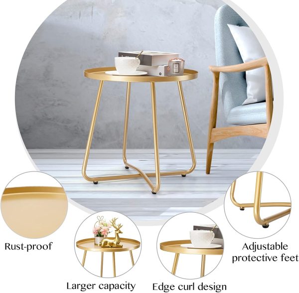 danpinera Outdoor Side Tables, Weather Resistant Steel Patio... - Image 5