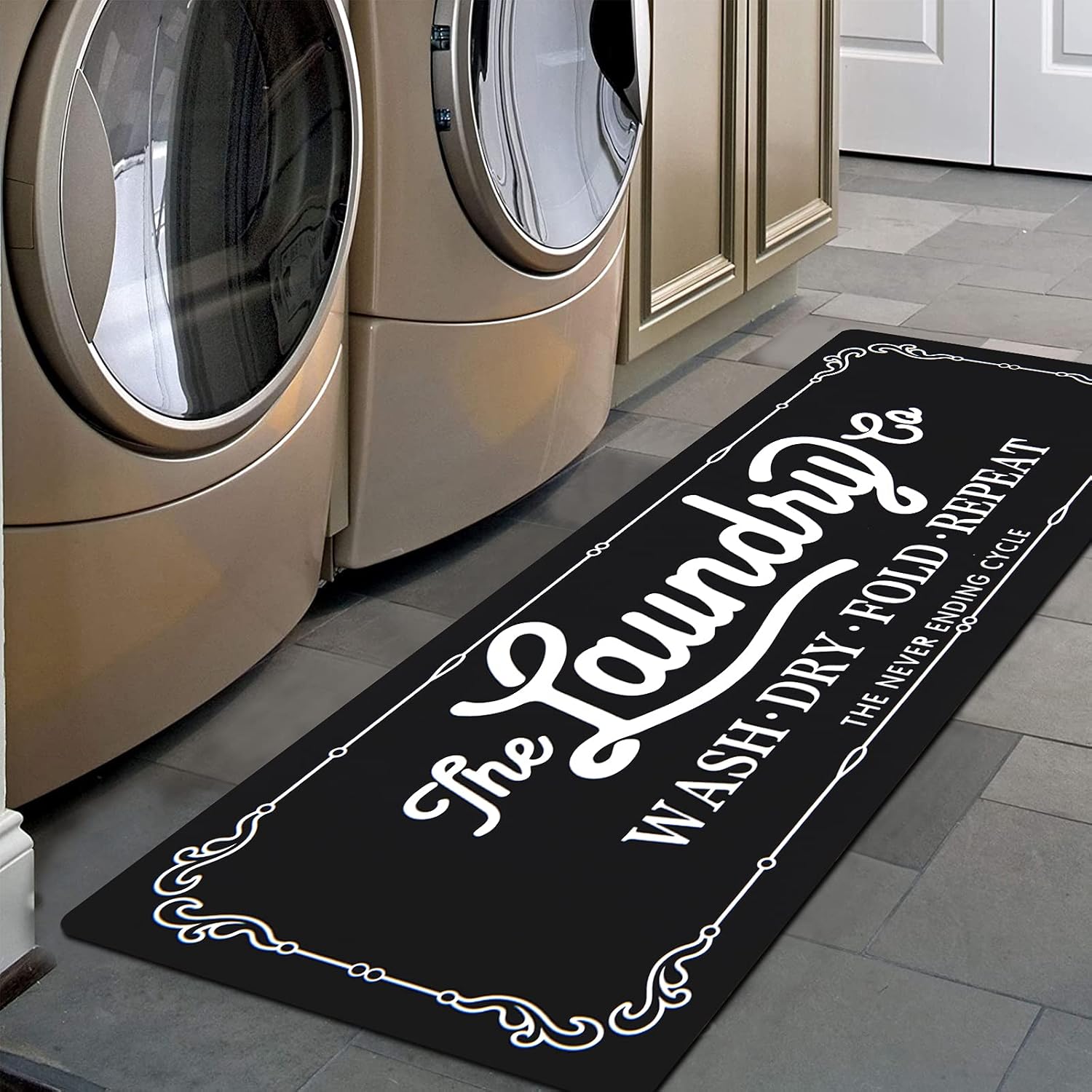 Pauwer Laundry Room Rug Runner 20″x59″ Waterproof Rubber Lau…