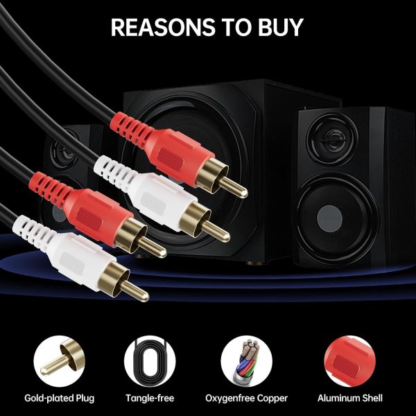 Sjorks RCA Cable 100ft,2RCA Male to 2RCA Male,Audio Stereo S... - Image 2