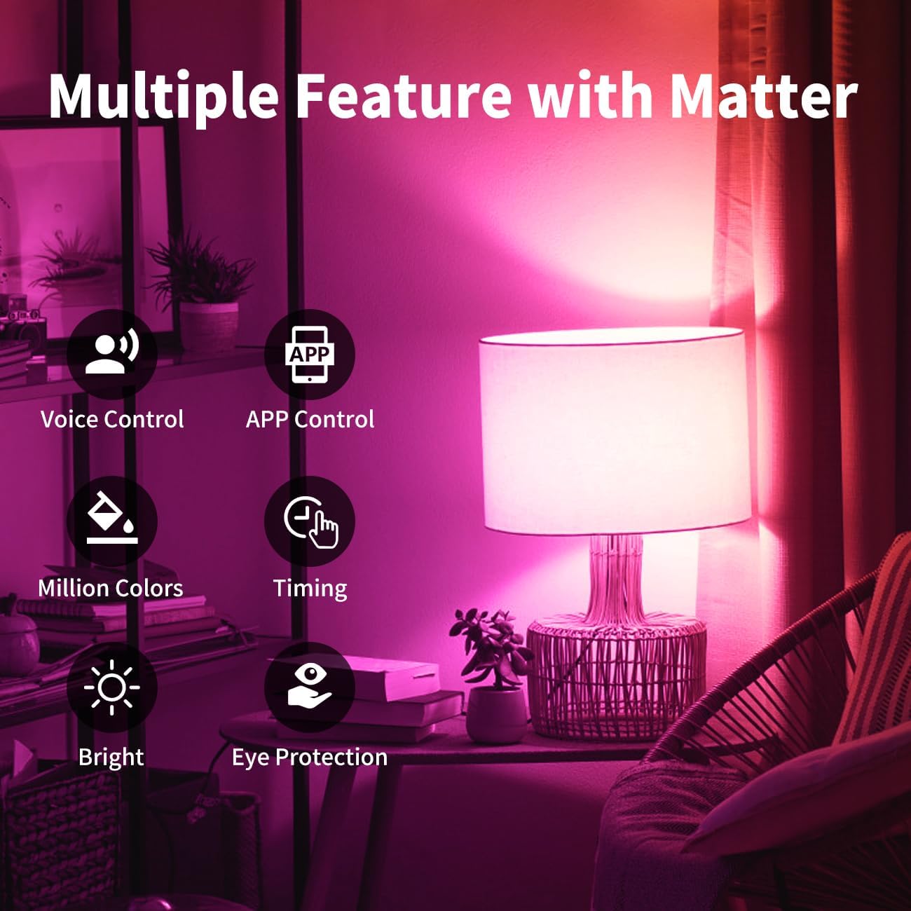 ANWIO A19 Matter Wi-Fi Smart Light Bulbs Alexa, Compatible w…