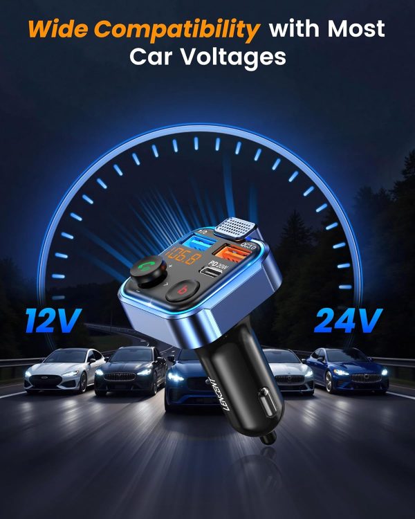 LENCENT Car FM Transmitter, Wireless Bluetooth 5.3 Radio Ada... - Image 8