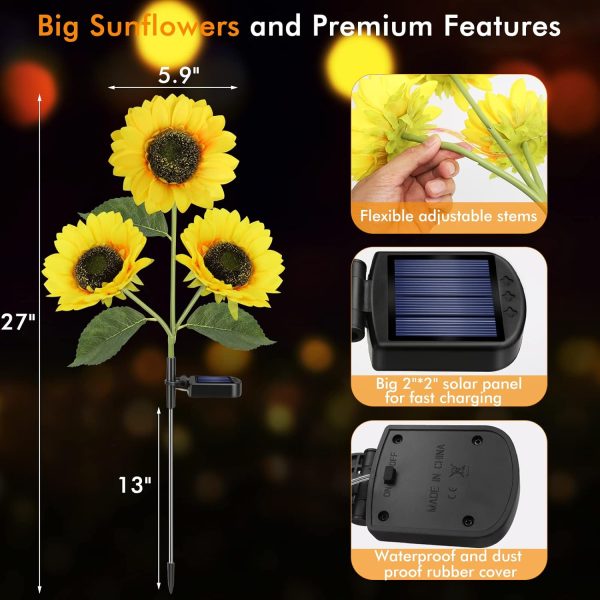 Meagoo Solar Sunflower Lights, 800mA Solar Garden Light with... - Image 6