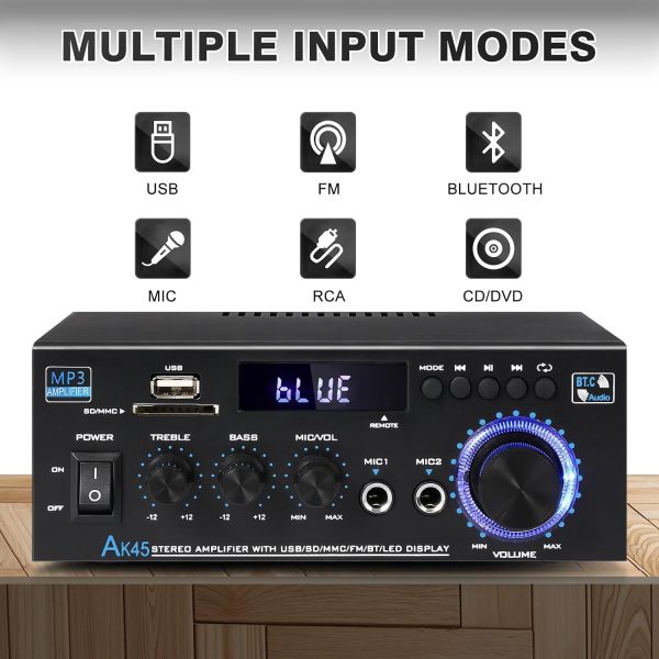 Stereo Audio Amplifier, Bluetooth 5.0 Amplifier HiFi for Spe... - Image 2