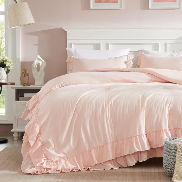 Cupocupa Blush Pink Comforter Set Queen, 3Pcs Comforters Que... - Image 3