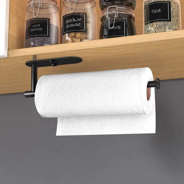 HUFEEOH Black Adhesive Paper Towel Holder Under Cabinet Wall... - Image 3