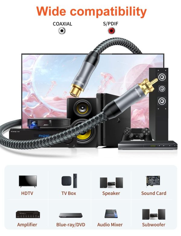 VANAUX Subwoofer Extension Cable, Male to Female Subwoofer W... - Image 4