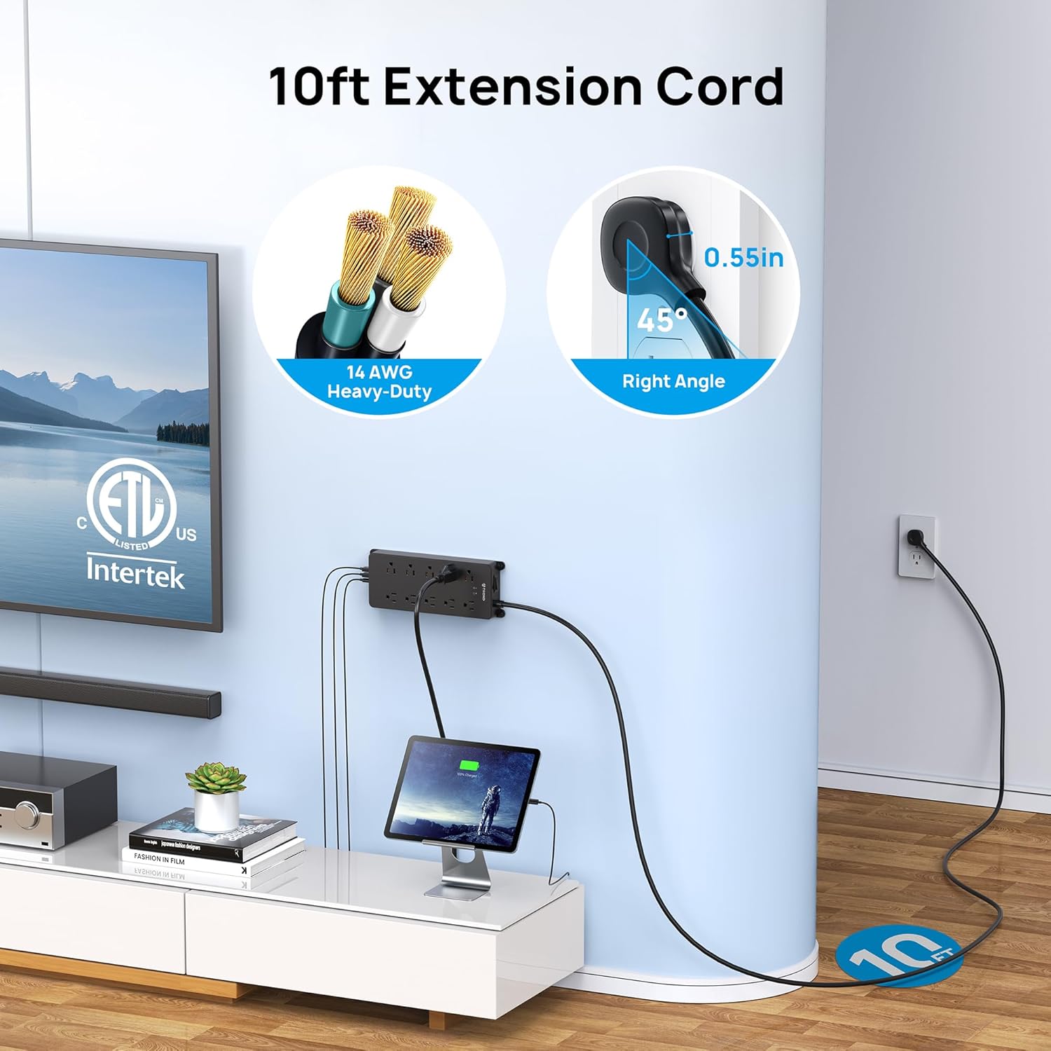 TROND Power Bar Surge Protector 2 USB C, 4000 Joules, ETL Li…