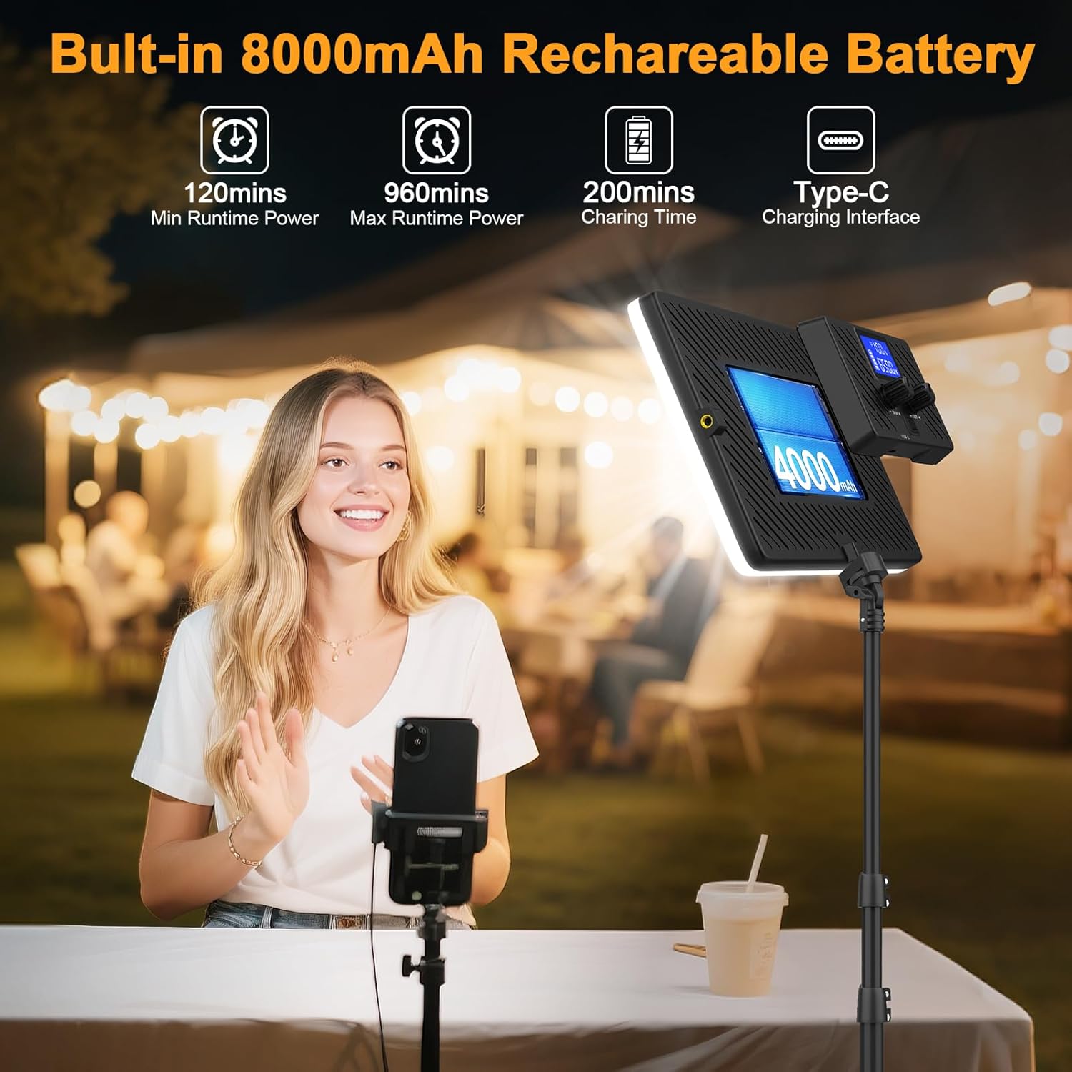 2 Packs LED Video Light with 63″ Tripod Stand, QEUOOIY 20W B…