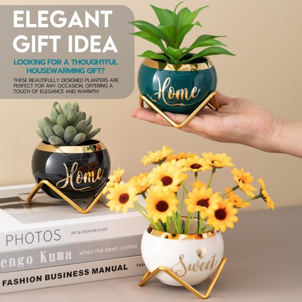 Housewarming Gifts for New Home - 3 Succulent Pots for Plant... - Image 6